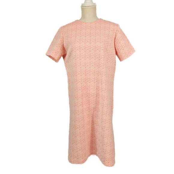 Vintage 60s Mod Shift Dress Women's Sz L Pastel Orange Short Sleeve  Handmade - Picture 1 of 12